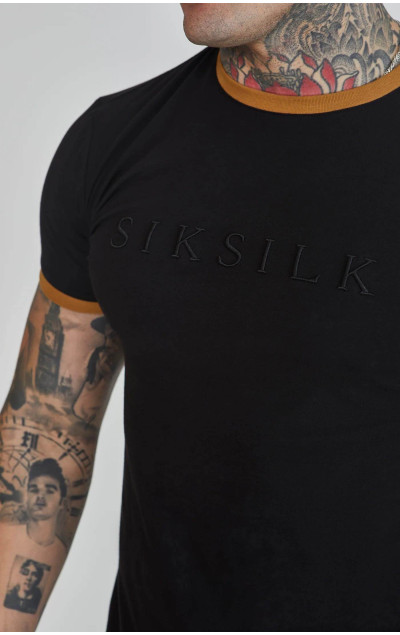 Sik Silk Męska Czarna Koszulka Ringer