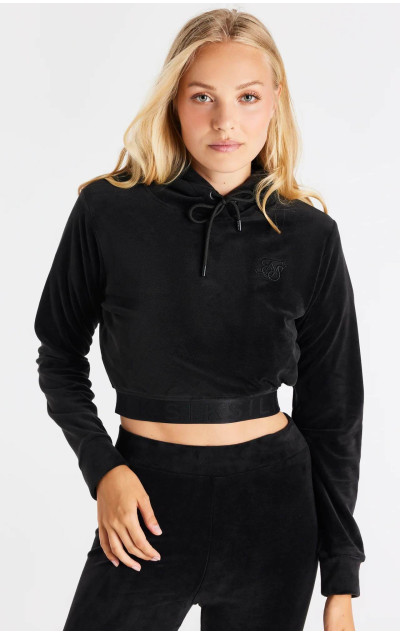 Sik Silk Dámská Černá Mikina Velour Cropped