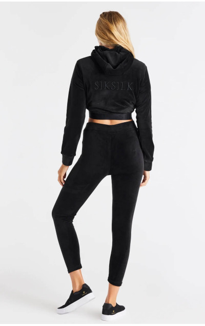 Sik Silk Dámska Čierna Mikina Velour Cropped