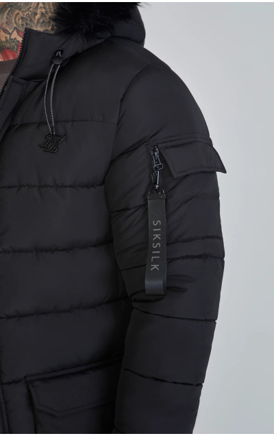 Sik Silk Męska Czarna Kurtka Parka
