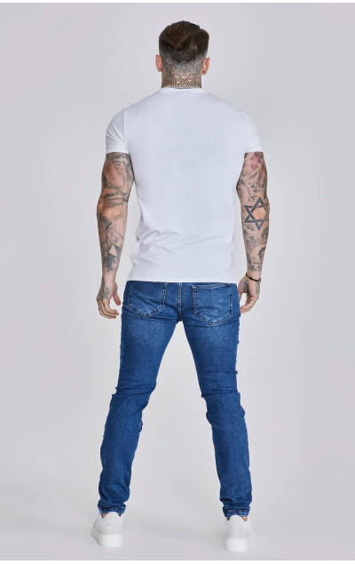 Sik Silk Męskie Ciemnoniebieskie Dżinsy Distressed Slim Fit