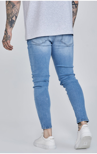 Sik Silk Blue Distressed Skinny Jeans