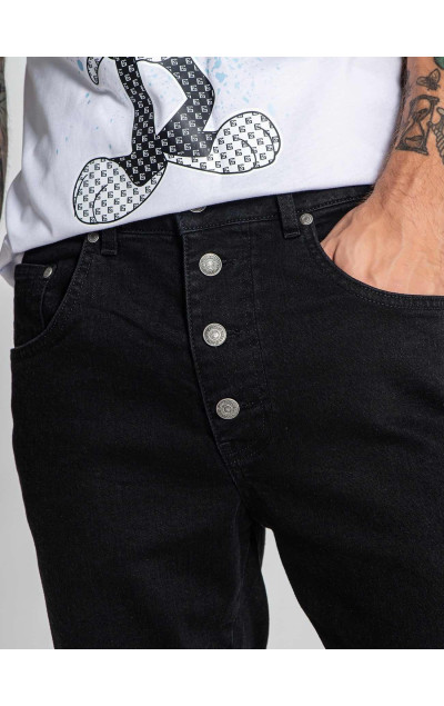 Gianni Kavanagh Pánské Černé Jeansy Button Up Zipper