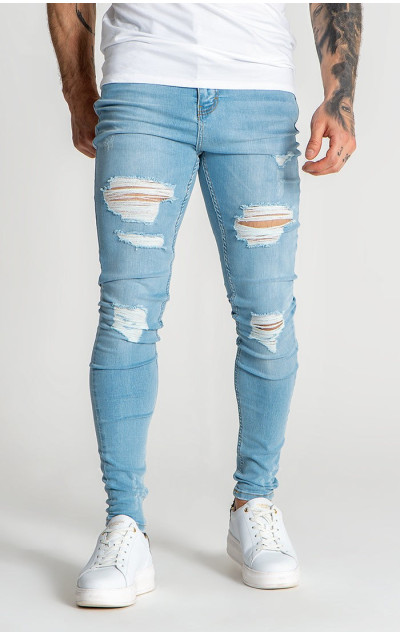 Gianni Kavanagh Pánske Čierne Jeansy Light Blue Core Destroyed