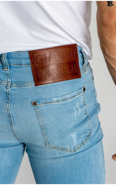 Gianni Kavanagh Pánske Čierne Jeansy Light Blue Core Destroyed