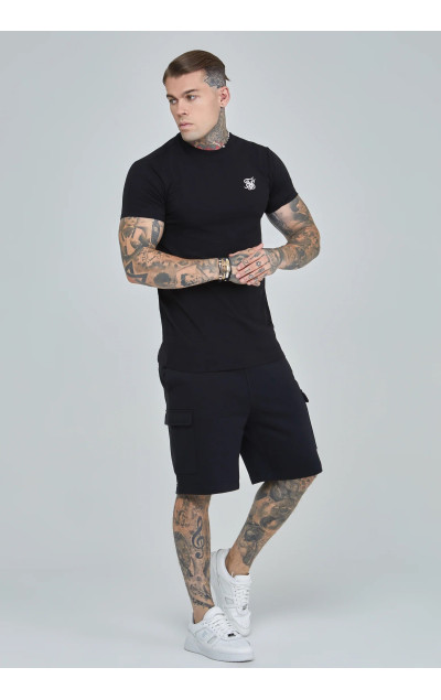 Sik Silk Black Essential Cargo Fleece Short