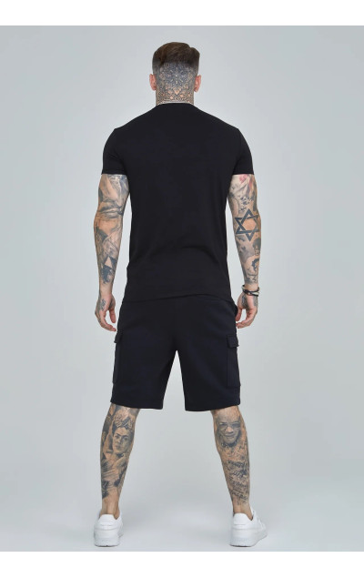 Sik Silk Męskie Czarne Szorty Essential Cargo Fleece Short