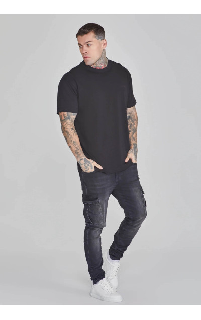 Sik Silk Pánske Čierne Tričko Oversized