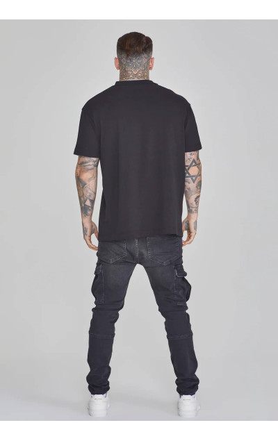 Sik Silk Pánske Čierne Tričko Oversized