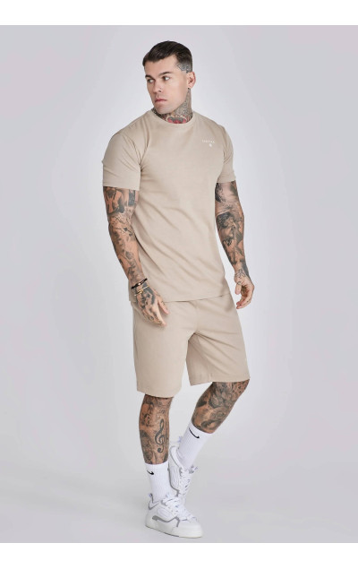 Sik Silk Męski Beżowy Zestaw T-shirt Szorty