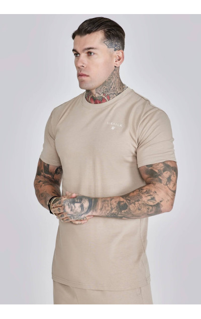 Sik Silk Pánsky Béžový Set Tričko Kraťasy