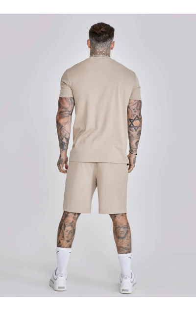 Sik Silk Pánský Béžový Set Tričko Kraťase