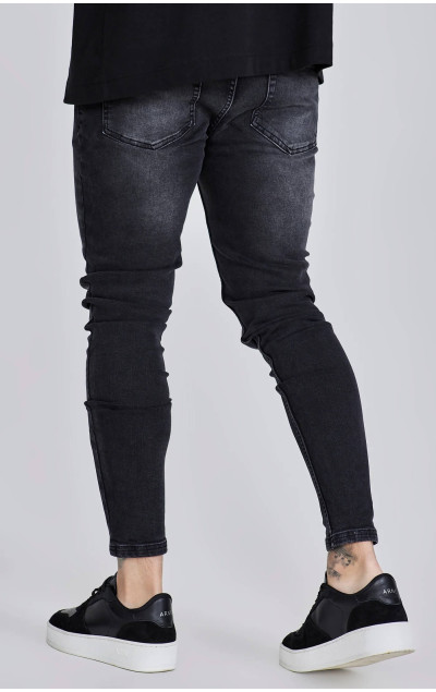 Sik Silk Pánské Černé Jeany Washed Skinny