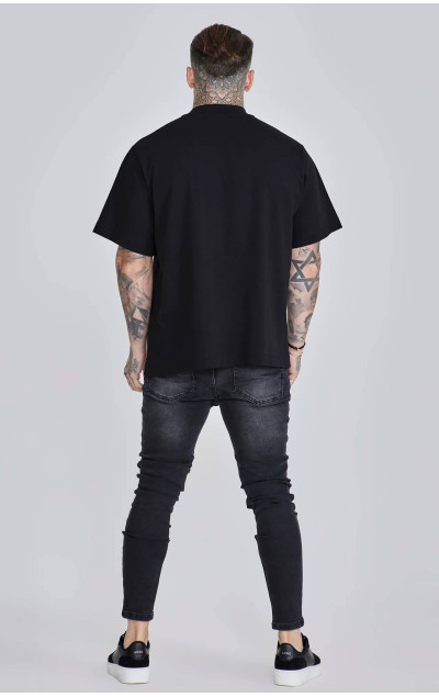 Sik Silk Męskie Czarne Dżinsy Washed Skinny