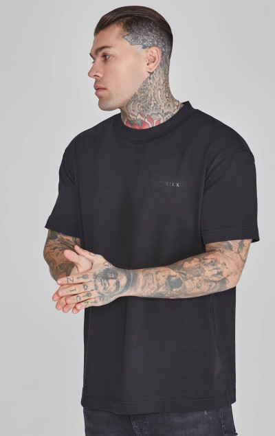 Sik Silk Pánske Čierne Tričko Oversized
