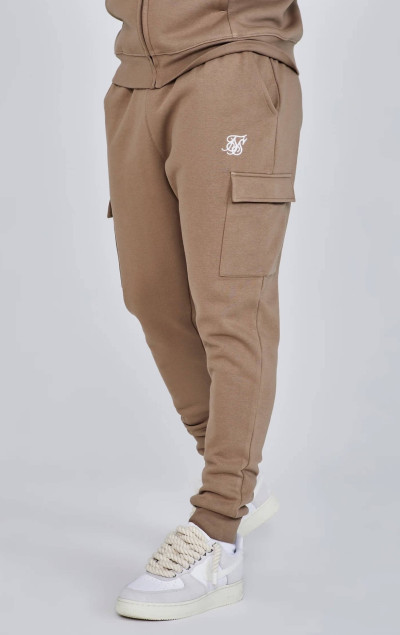 Sik Silk Brown Essentials Cargo Joggers