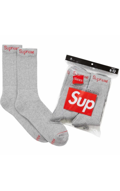 Supreme Hanes Crew Socks Grey
