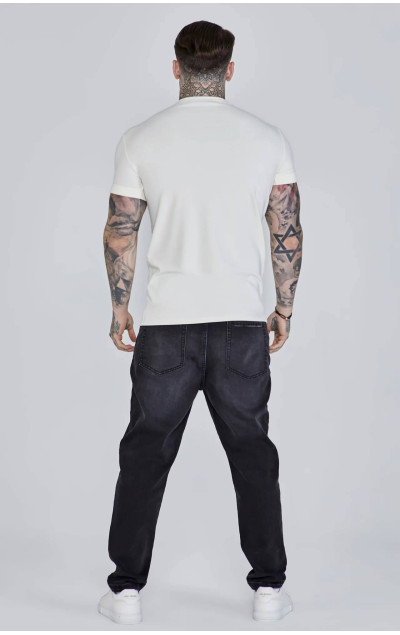 Sik Silk Męska Beżowa Koszulka Ecru Roll Sleeve