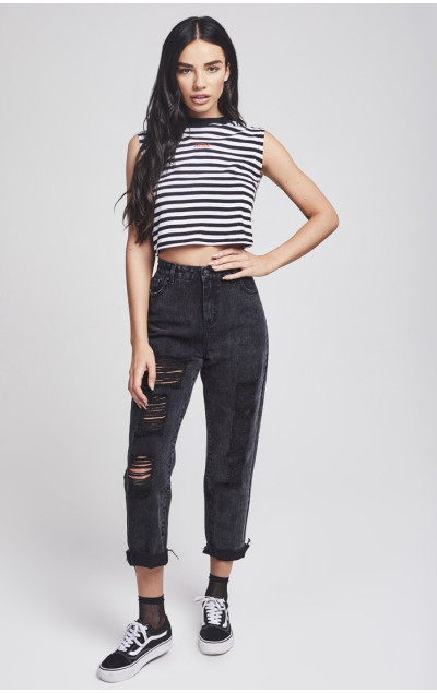 Sik Silk Retro Stripe Crop Vest