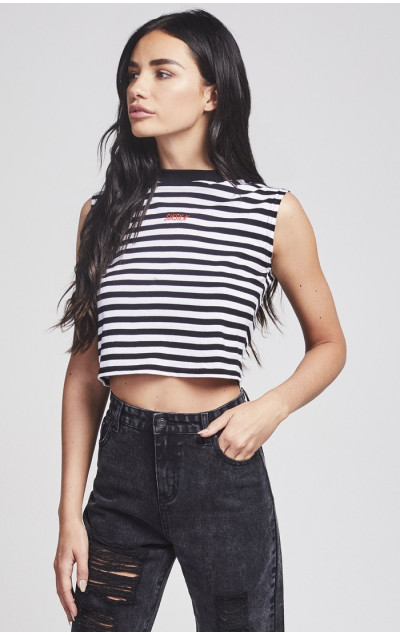 Sik Silk Retro Stripe Crop Vest