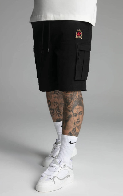 Sik Silk Black Cargo Shorts
