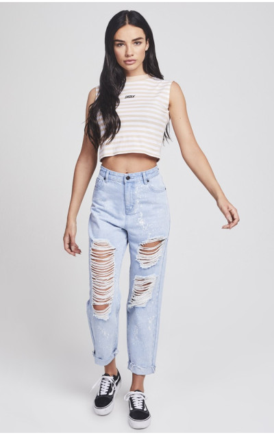Sik Silk Retro Stripe Crop Vest