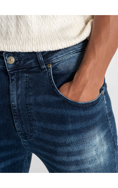 Gianni Kavanagh Pánské Modré Jeany Zipper