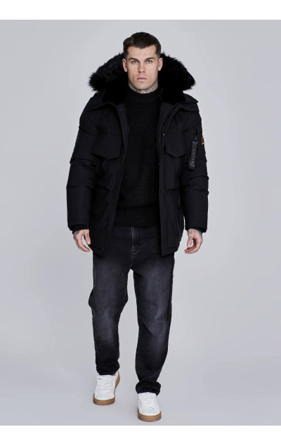 Sik Silk Pánská Černá Bunda Parka