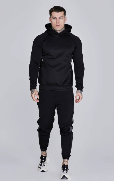 Sik Silk Black Muscle Fit Hoodie and Joggers Set