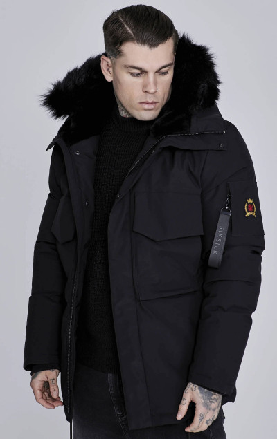 Sik Silk Pánská Černá Bunda Parka
