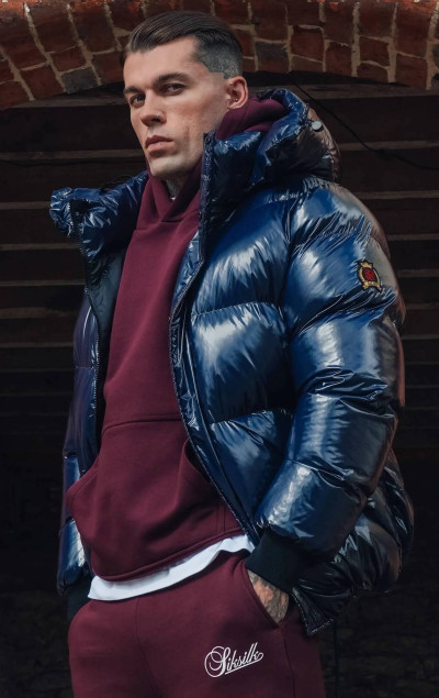 Sik Silk Blue High Shine Puffer Jacket