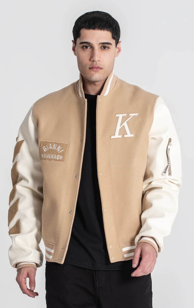 Gianni Kavanagh Pánský Béžový Bomber Varsity Jacket