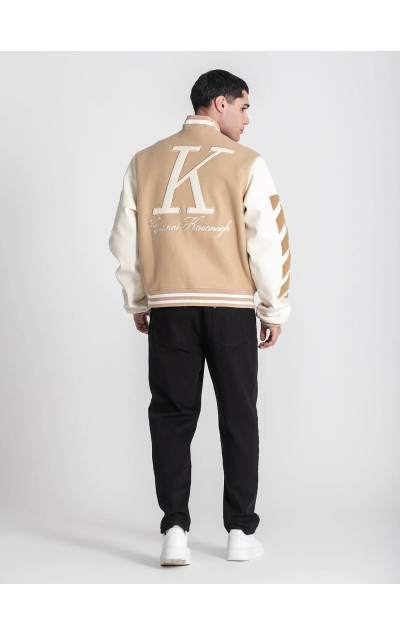 Gianni Kavanagh Męska Beżowa Kurtka Bomber Varsity