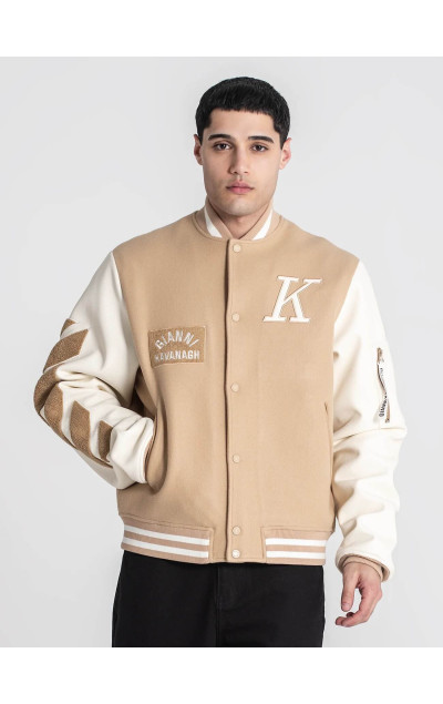 Gianni Kavanagh Męska Beżowa Kurtka Bomber Varsity