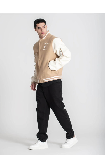 Gianni Kavanagh Pánský Béžový Bomber Varsity Jacket