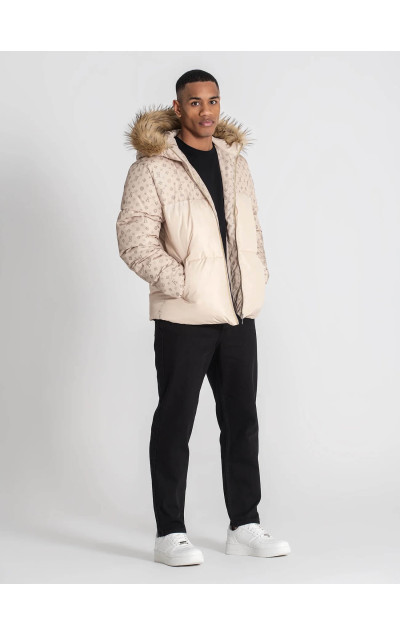 Gianni Kavanagh Beige Logomania Puffer Jacket