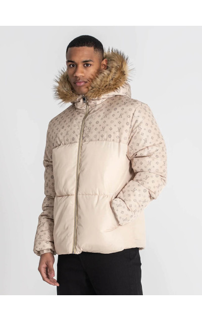 Gianni Kavanagh Beige Logomania Puffer Jacket