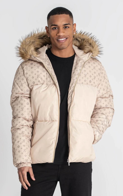 Gianni Kavanagh Pánská Béžová Bunda Logomania Puffer