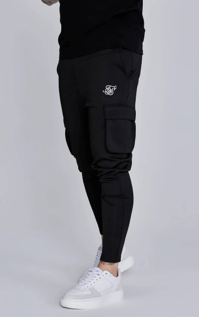 Sik Silk Black Essentials Poly Cargos