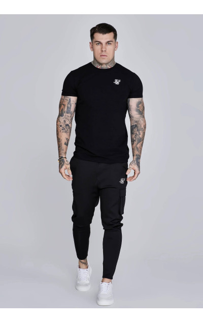 Sik Silk Pánske Čierne Tepláky Essentials Poly Cargos