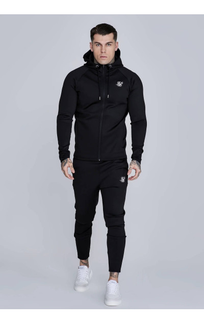 Sik Silk Férfi Fekete Kapucnis Pulóver Essentials Poly Full Zip