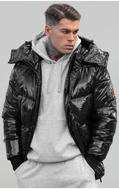 Sik Silk Geacă Neagră pentru Bărbați Puffer