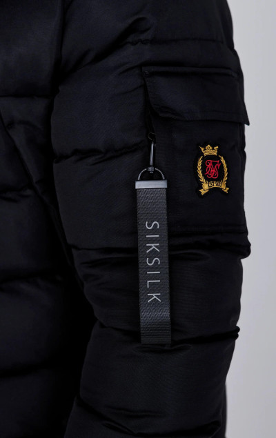 Sik Silk Férfi Fekete Parka Kabát