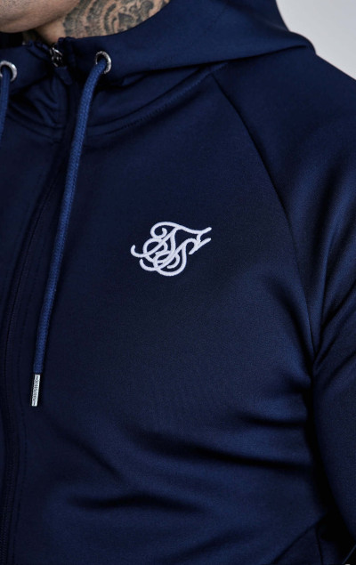 Sik Silk Men’s Blue Essentials Poly Full Zip Hoodie