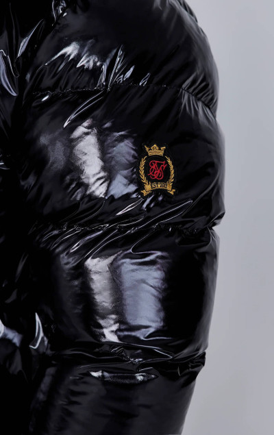 Sik Silk Pánska Čierna Bunda High Shine Puffer
