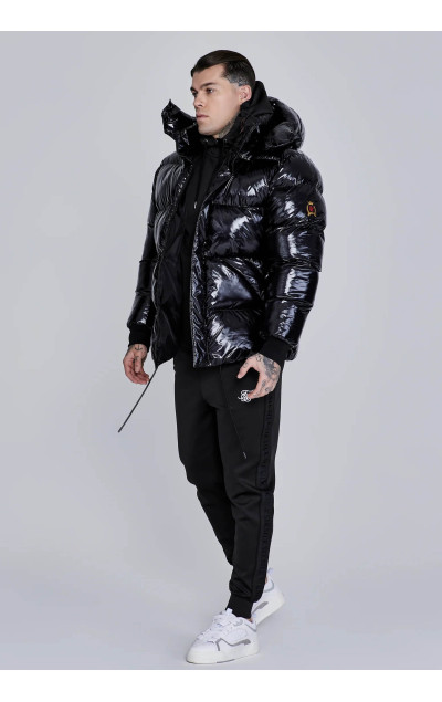 Sik Silk Pánska Čierna Bunda High Shine Puffer