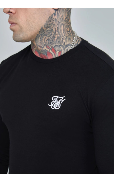Sik Silk Pánské Černé Tričko Dlouhý Rukáv Essentials Long Sleeve