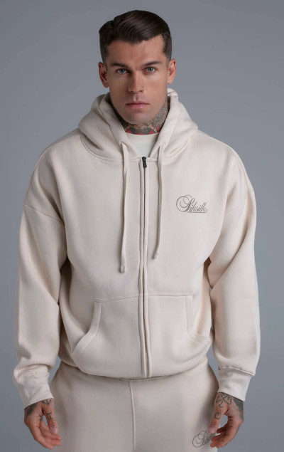 Sik Silk Hanorac bej Essentials Full Zip pentru bărbați