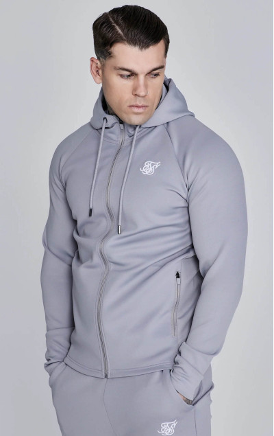 Sik Silk Grey Essentials Poly Full Zip Hoodie