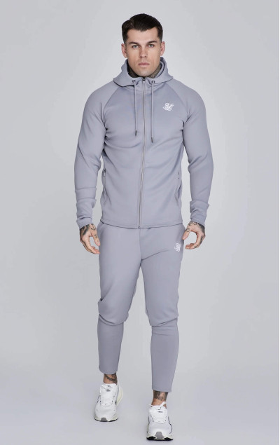 Sik Silk Grey Essentials Poly Full Zip Hoodie